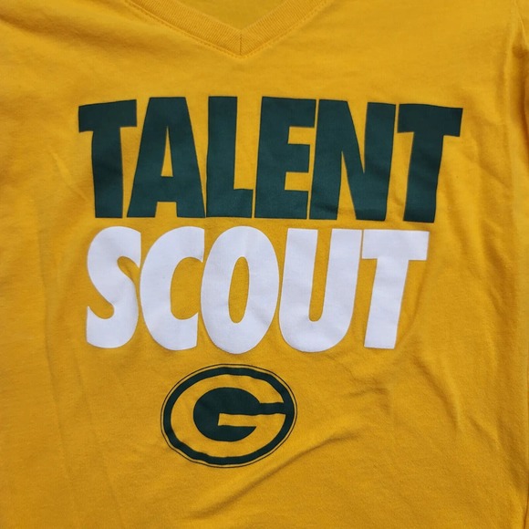 Nike Shirt Womens XS Yellow Green Bay Packers Talent Scout‎ Spellout Logo NFL - Picture 7 of 11